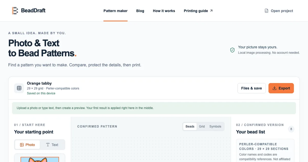 Screenshot of BeadDraft