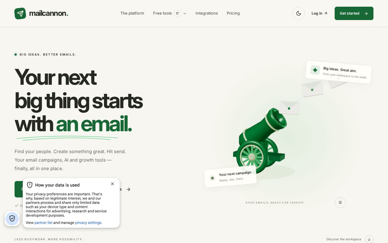 Screenshot of MailCannon