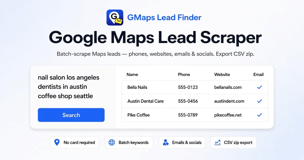 Screenshot of GMaps Lead Finder