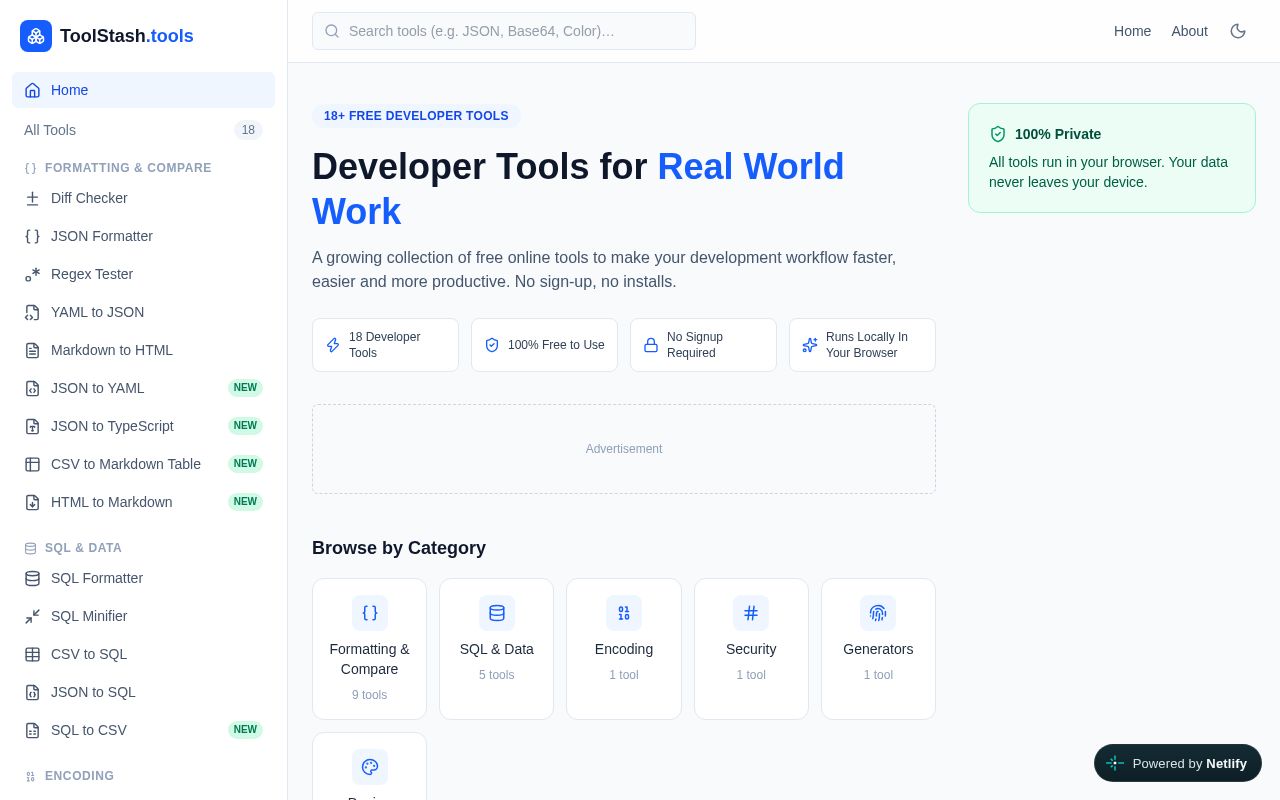 Screenshot of ToolStash