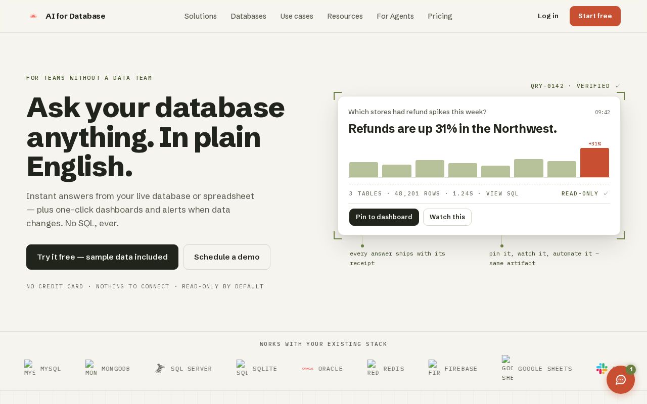 Screenshot of AI for Database