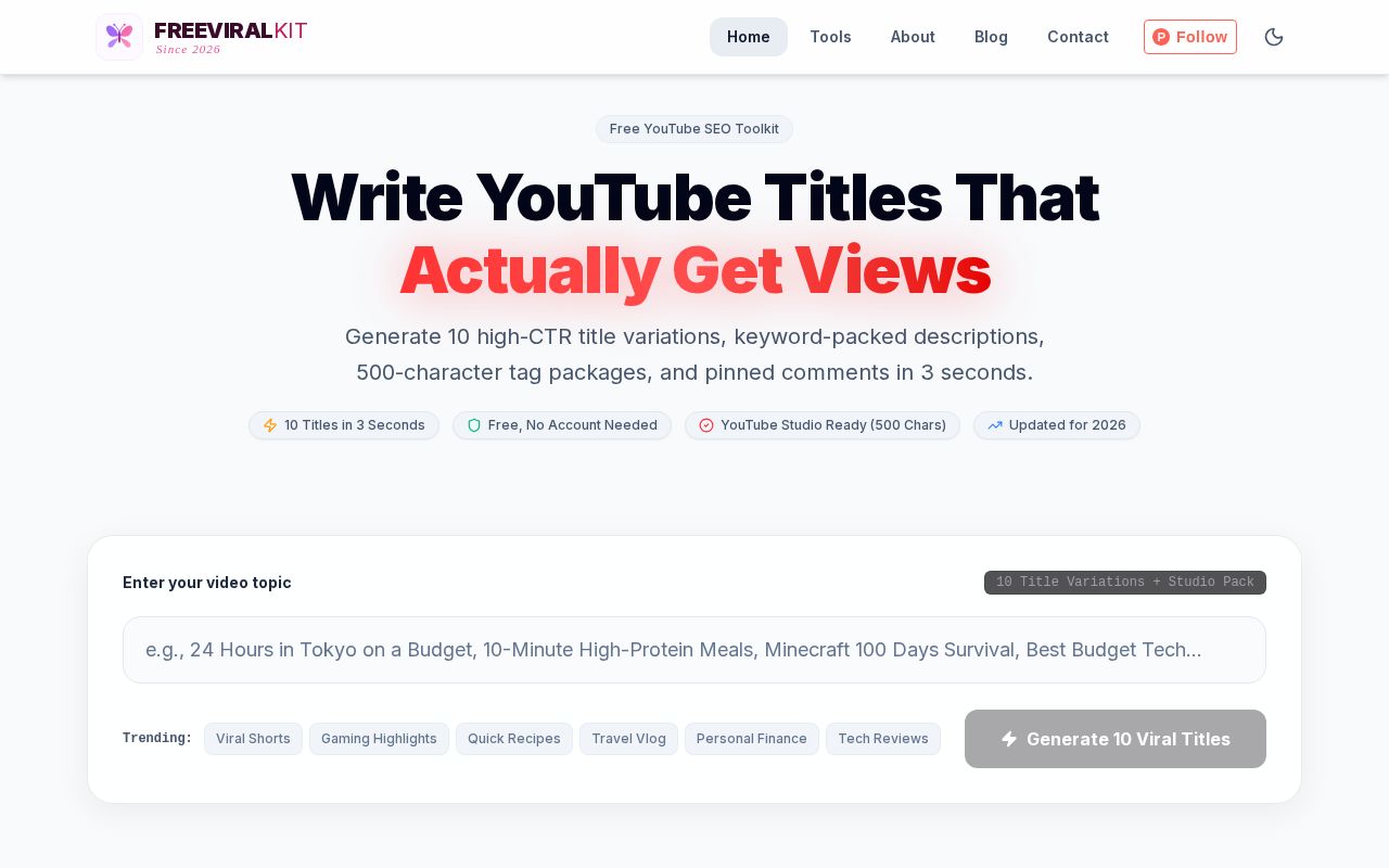 Screenshot of Free AI YouTube SEO & Title Generat