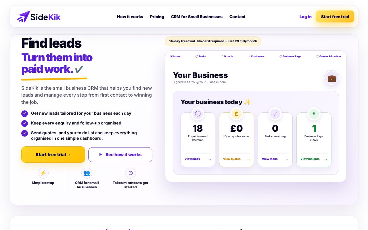Screenshot of SideKik CRM