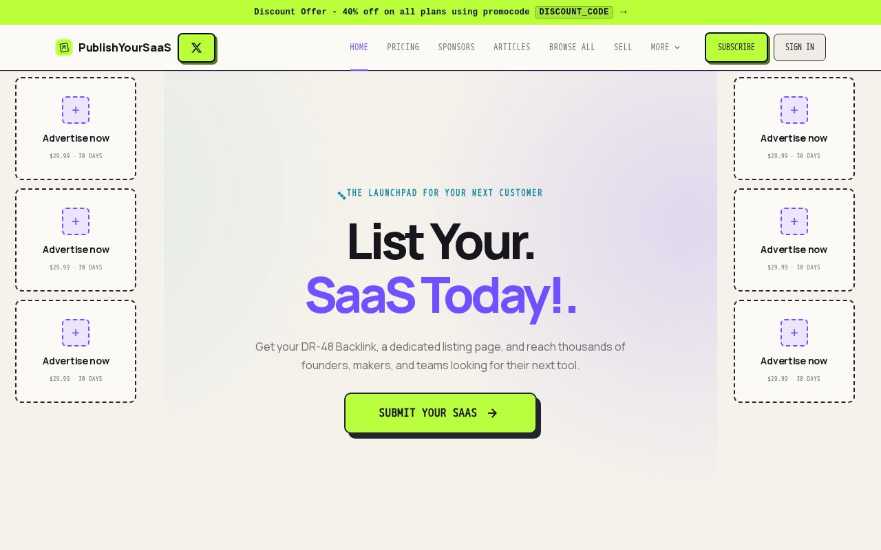 Screenshot of PublishYourSaaS