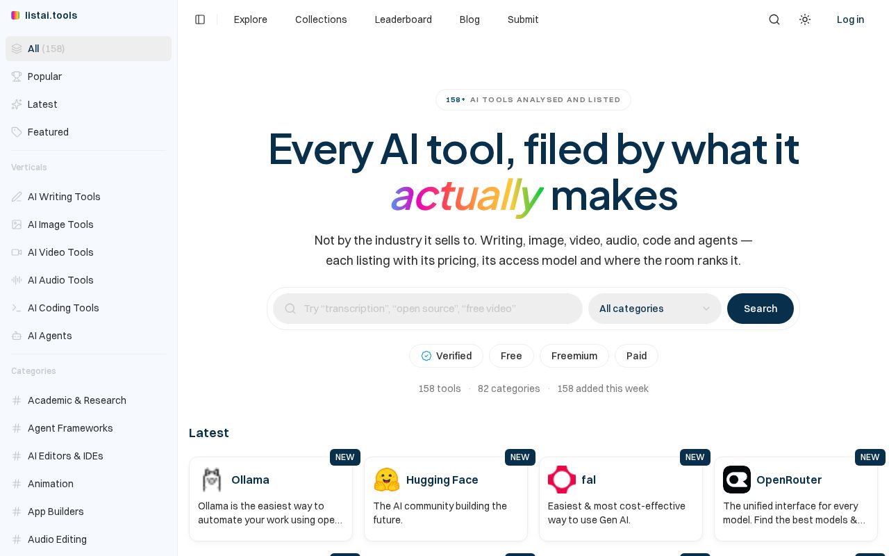 Screenshot of listai.tools