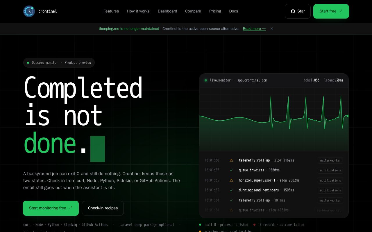 Screenshot of Crontinel
